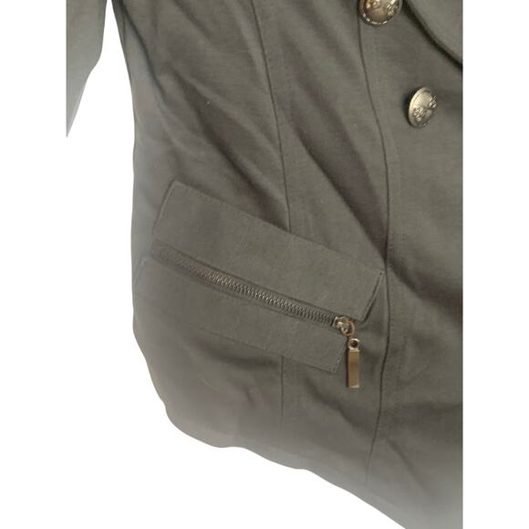 NEW Cecico Military Jacket Blazer M Charcoal Womens Band Cropped Zip Front Biker - Picture 6 of 11